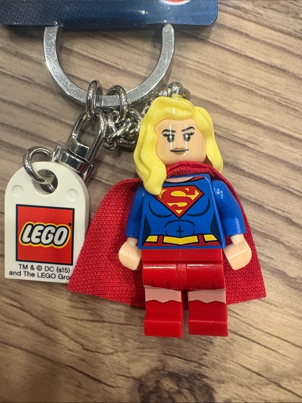 TWO Lego Supergirl Keychain - Blue, Red, Yellow - Picture 2 of 4